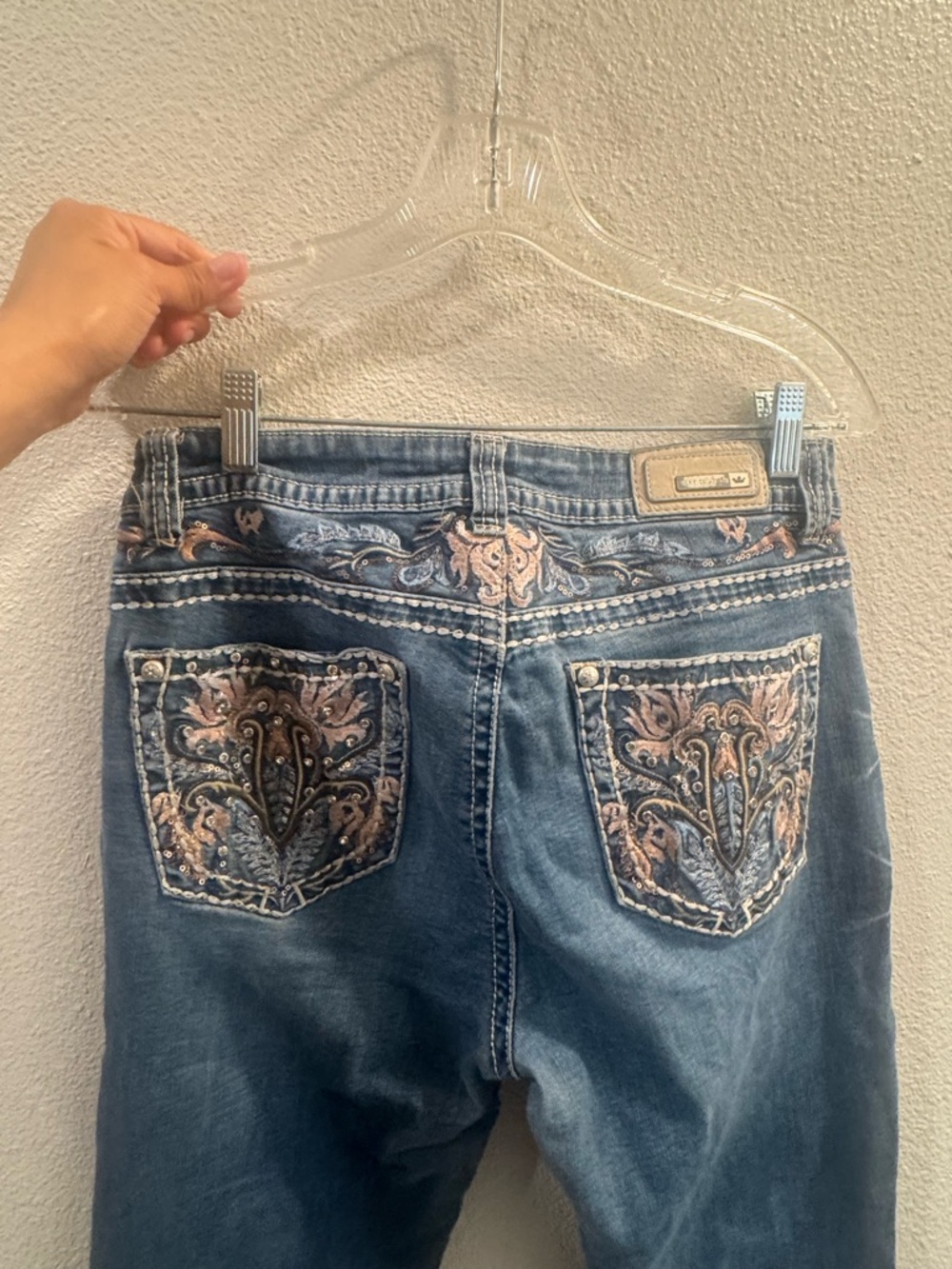 Sexy Couture Pink Embellished Denim Bootcut Jeans
